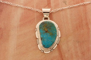 Genuine Turquoise Mountain Mine Sterling Silver Pendant